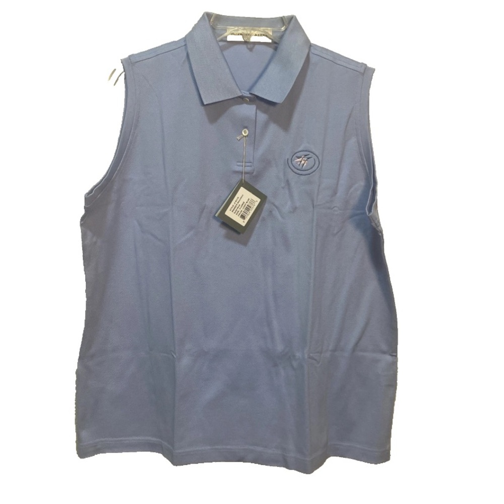 NWT Fairway & Greene Ladies Sleeveless Blue Golf Polo Shirt XL Solid Mesh 02112